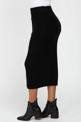 Black Sweater Knit Midi Skirt