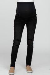 Black Distressed Maternity Skinny Jeans