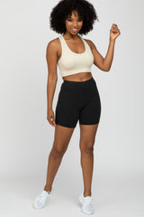 Ivory Ribbed Racerback Sports Bra