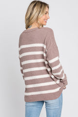 Mocha Striped Fuzzy Knit Sweater