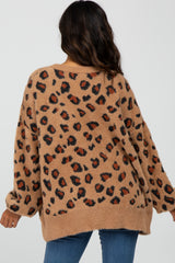 Camel Leopard Print Soft Knit Cardigan