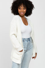 White Ribbed Cable Knit Maternity Cardigan