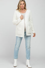 White Ribbed Cable Knit Maternity Cardigan