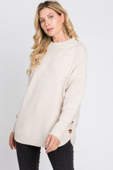 Beige Button Accent Sweater