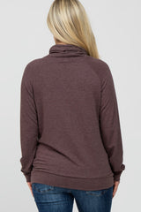 Brown Drawstring Cowl Neck Maternity Top