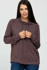 Brown Drawstring Cowl Neck Maternity Top