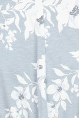 Grey Floral Knot Front Hem Top