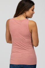 Mauve Ribbed Button Front Maternity Tank Top