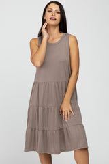 Mocha Tiered Sleeveless Maternity Dress