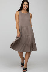 Mocha Tiered Sleeveless Dress