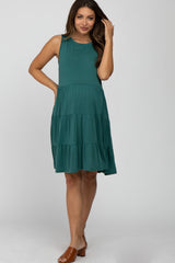 Green Tiered Sleeveless Maternity Dress