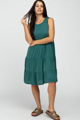 Green Tiered Sleeveless Maternity Dress