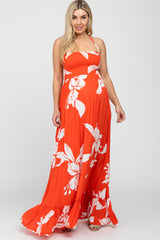 Orange Floral Cut Out Back Maternity Maxi Dress