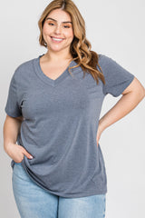 Charcoal Heathered V-Neck Plus Top