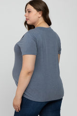 Charcoal Heathered V-Neck Plus Maternity Top