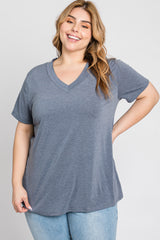 Charcoal Heathered V-Neck Plus Top