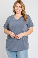 Charcoal Heathered V-Neck Plus Top