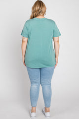 Mint Heathered V-Neck Plus Top