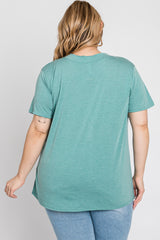 Mint Heathered V-Neck Plus Top