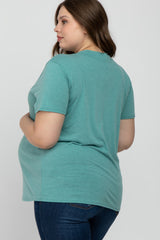 Mint Heathered V-Neck Plus Maternity Top