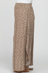 Light Mocha Floral Smocked Waist Maternity Maxi Skirt