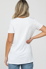 White V-Neck Short Sleeve Maternity Top