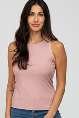 Pink Ribbed Maternity Tank Top