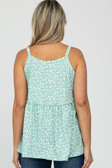 Mint Green Floral Ribbed Babydoll Maternity Top