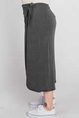 Charcoal Wrap Plus Midi Skirt