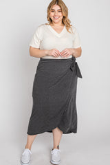 Charcoal Wrap Plus Midi Skirt