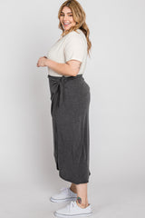 Charcoal Wrap Plus Midi Skirt