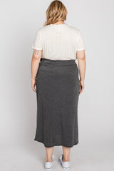 Charcoal Wrap Plus Midi Skirt