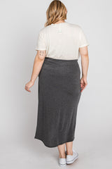 Charcoal Wrap Plus Midi Skirt