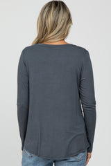 Charcoal Solid Long Sleeve Maternity Top