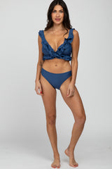 Blue Ruffle Accent Bikini Set