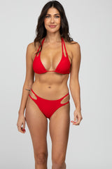 Red Strappy Maternity Bikini Set