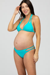 Aqua Strappy Maternity Bikini Set