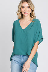 Emerald Green Short Sleeve Blouse