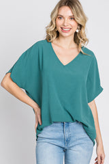 Emerald Green Short Sleeve Blouse