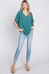 Emerald Green Short Sleeve Blouse