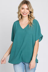 Emerald Green Short Sleeve Blouse