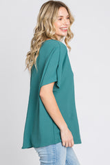 Emerald Green Short Sleeve Blouse