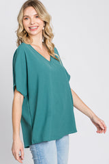 Emerald Green Short Sleeve Blouse