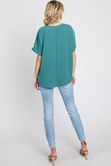 Emerald Green Short Sleeve Blouse