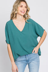 Emerald Green Short Sleeve Blouse