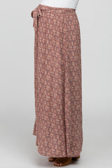 Mauve Floral Front Tie Maternity Maxi Skirt