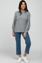 Heather Grey Soft Ribbed Knit Sweater