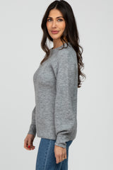 Heather Grey Soft Ribbed Knit Sweater