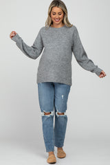 Heather Grey Soft Ribbed Knit Maternity Sweater