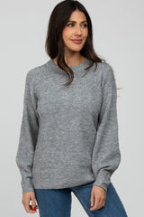 Heather Grey Soft Ribbed Knit Maternity Sweater